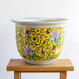 Macetero cerámica pintado amarillo