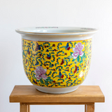 Macetero cerámica pintado amarillo XL