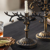 Candelabro ciervo metálico dorado