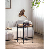 Mesa lateral fierro madera