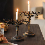 Candelabro ciervo metálico dorado