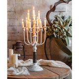 Candelabro metal madera blanco XL