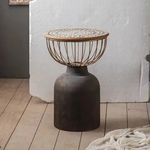 Mesa metálica negra madera