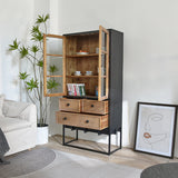 Mueble vitrina madera junco