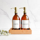 Pack dispensadores dorados bandeja