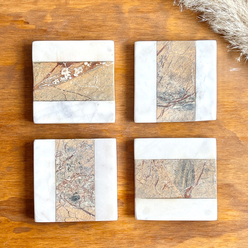 Set posavasos mármol piedra