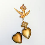 Corazón sagrado relicario pajarito