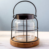 Fanal vidrio base madera