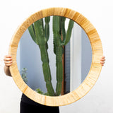 Espejo madera ratán
