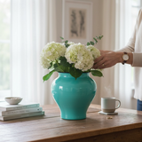 Jarrón turquesa enlozado