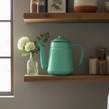 Tetera decorativa turquesa enlozada