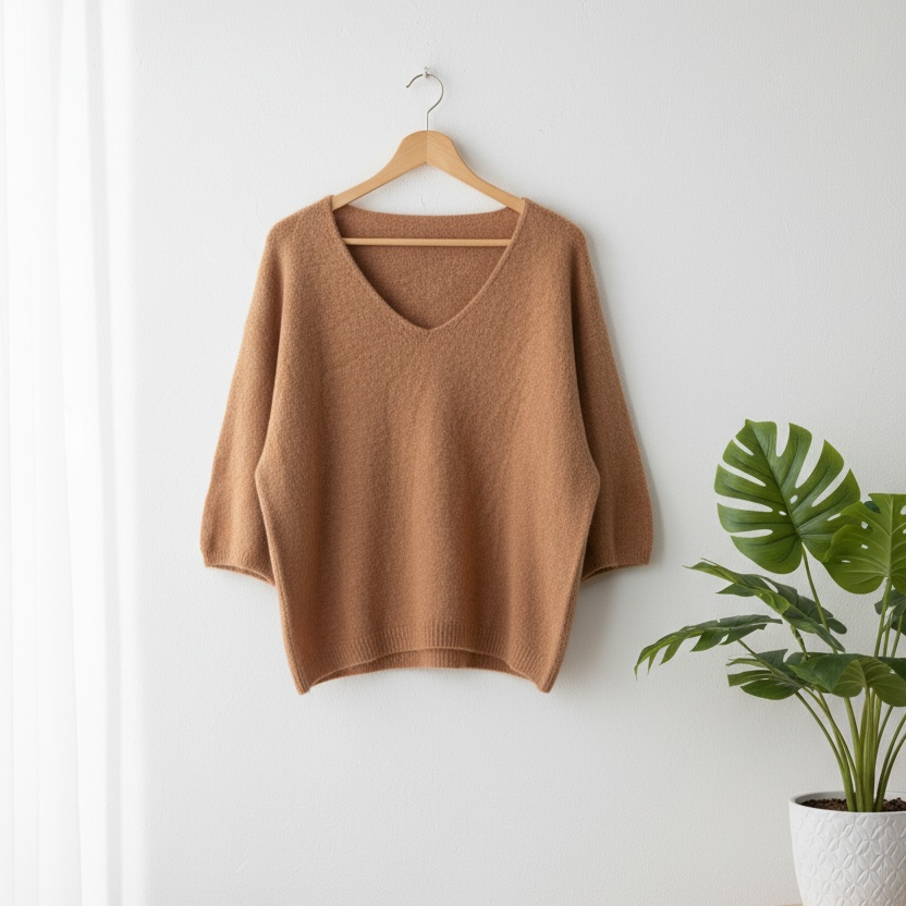 Sweater alpaca cuello abierto