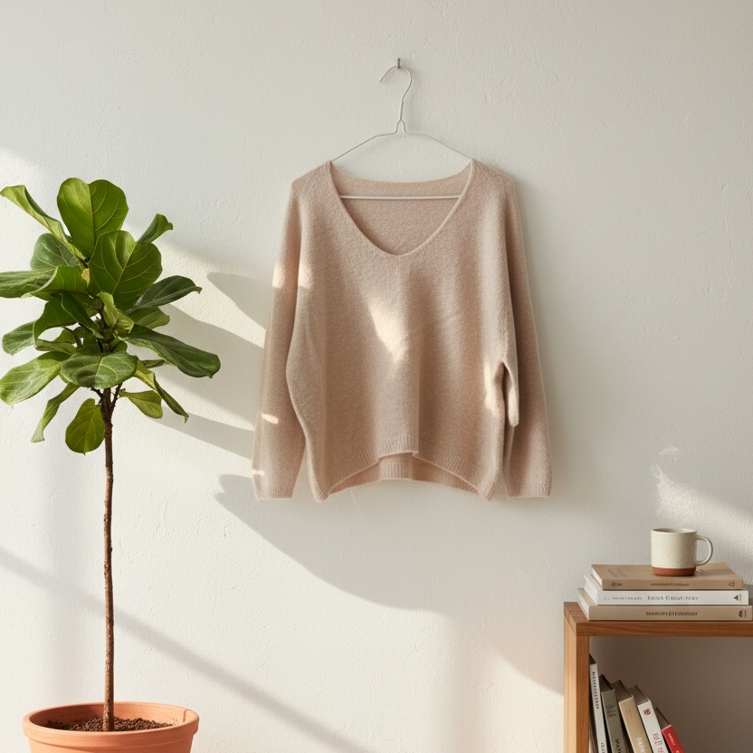 Sweater alpaca cuello abierto