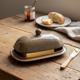 Mantequillera cerámica café