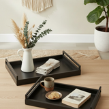 Set bandejas madera negras