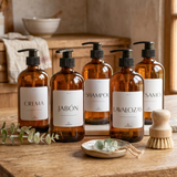 Pack cinco dispensadores ámbar vidrio