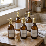Pack dispensadores ámbar vidrio DORADOS