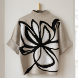 Sweater flor lentejuelas beige