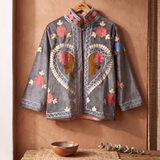 Chaqueta terciopelo corazón gris