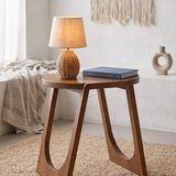 Mesa lateral madera ovalada