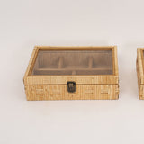 Caja vidrio ratán