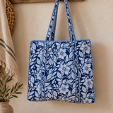 Bolso algodón azul blanco