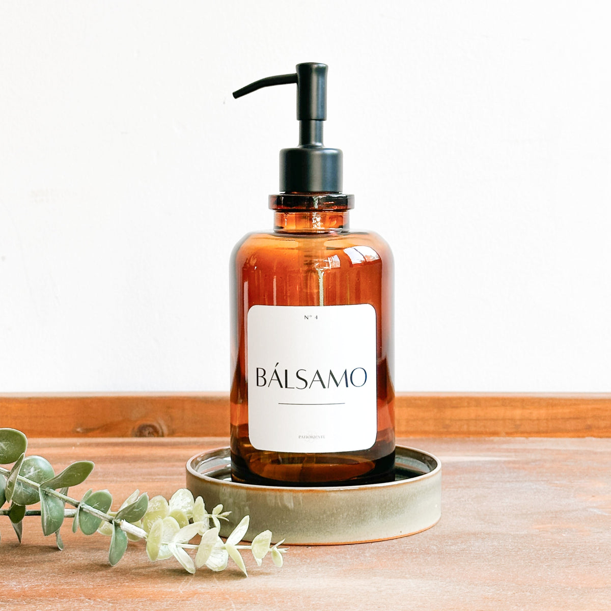 Dispensador ámbar vidrio ACERO 500 ml