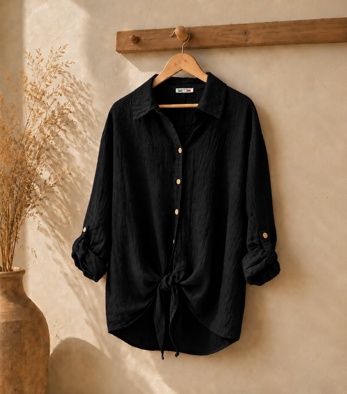 Blusa lino nudo italiana