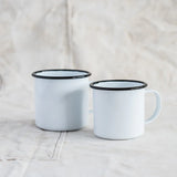 Taza enlozada blanca