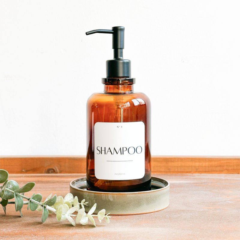 Dispensador ámbar vidrio ACERO 500 ml