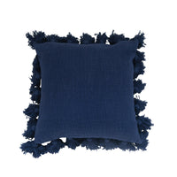 Cojín azul borlas