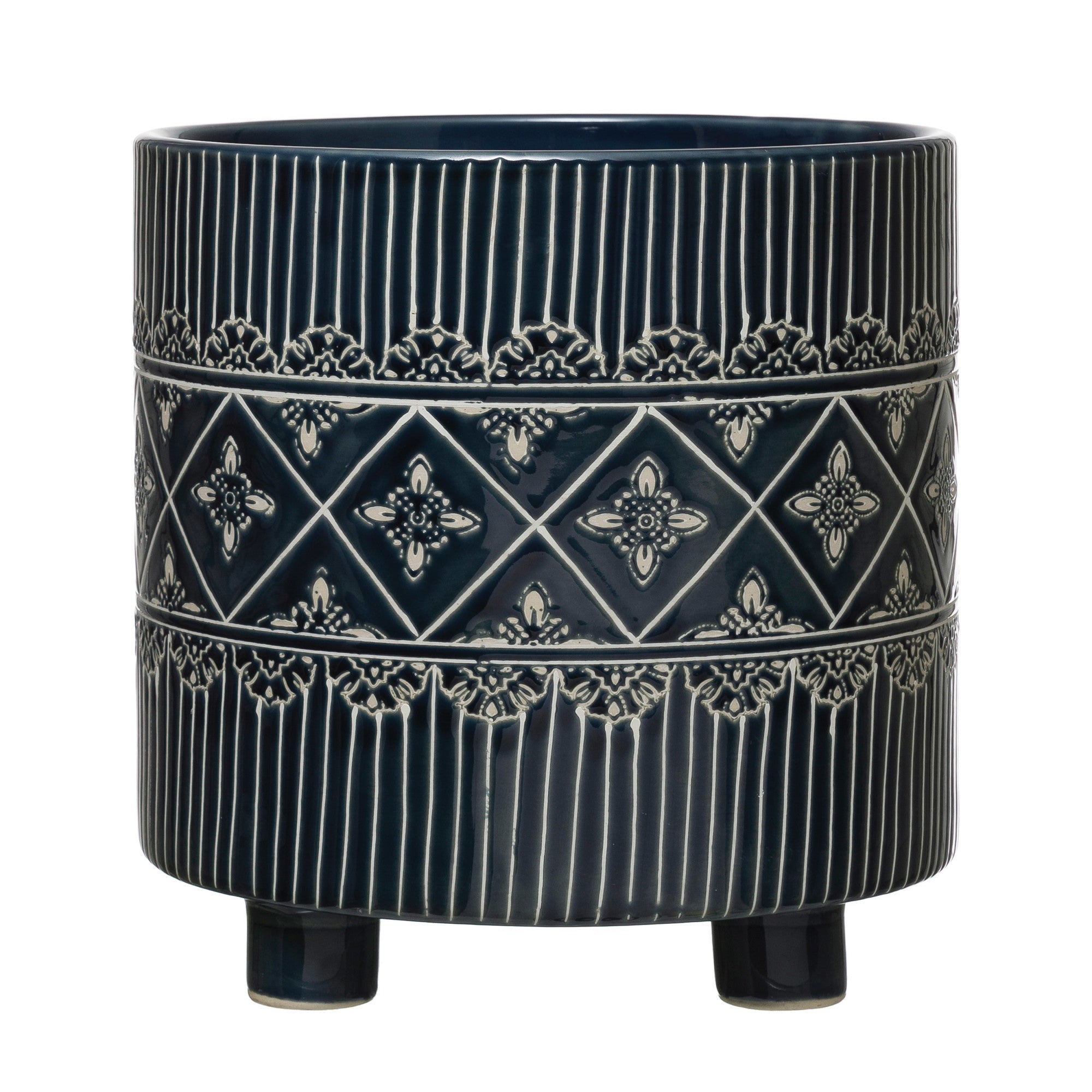 Macetero azul blanco