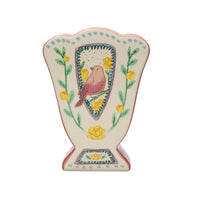 Jarrón pajarito rosa cerámica