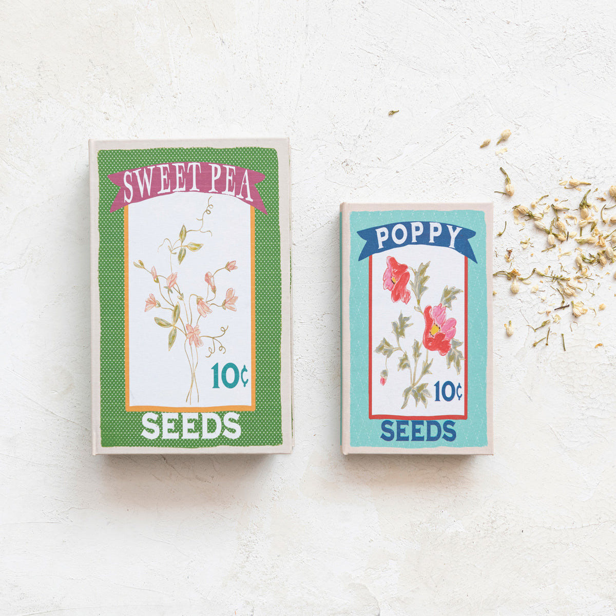 Set libros caja flores