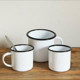 Taza enlozada blanca L